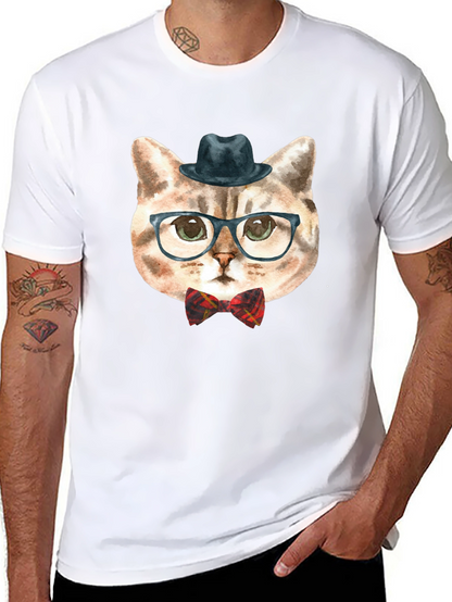 Hipster Cat Graphic Tee - Funny Novelty T-Shirt