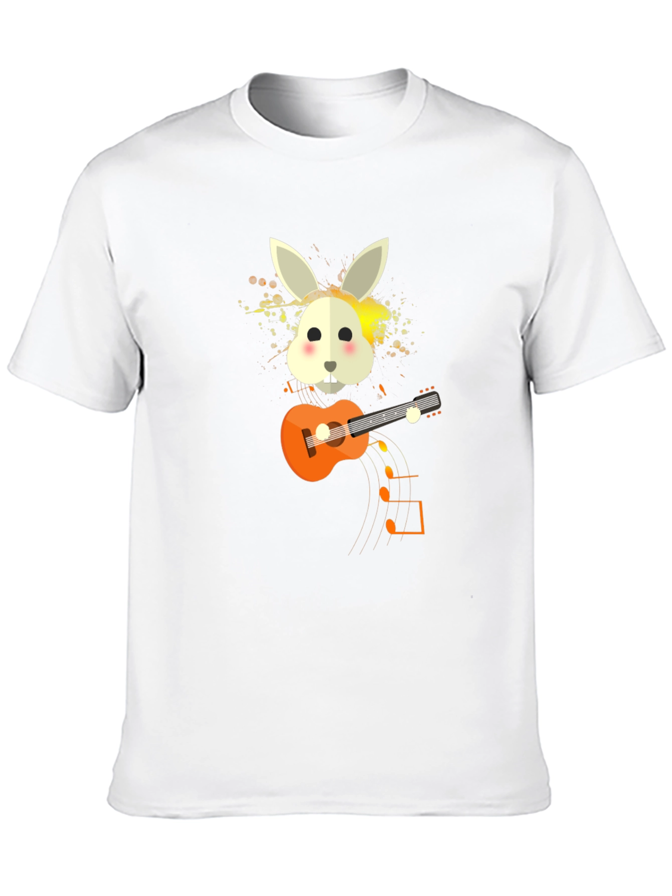 Rabbit Guitar Player Graphic Tee - Unisex Black T-Shirt