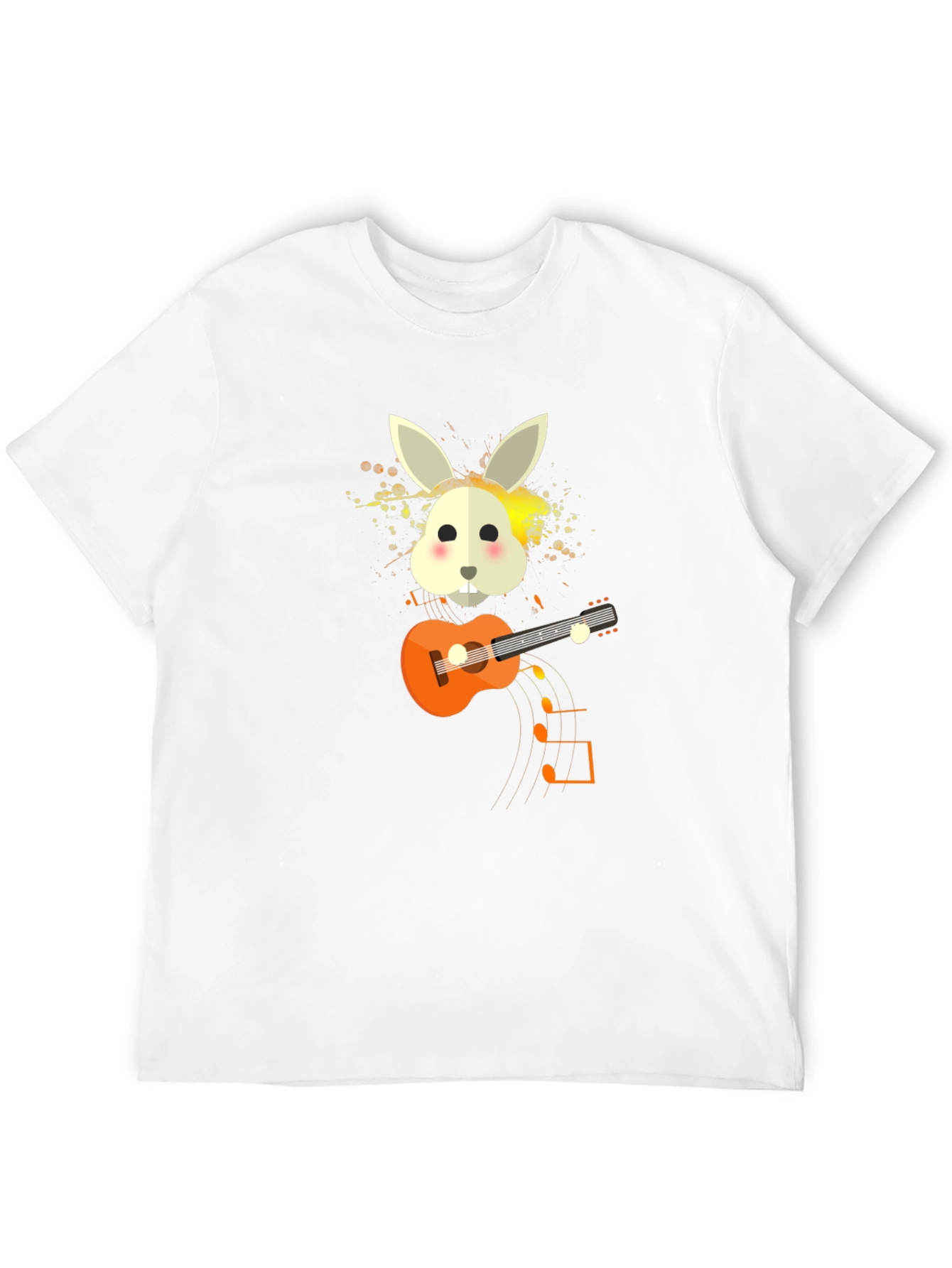 Rabbit Guitar Player Graphic Tee - Unisex Black T-Shirt