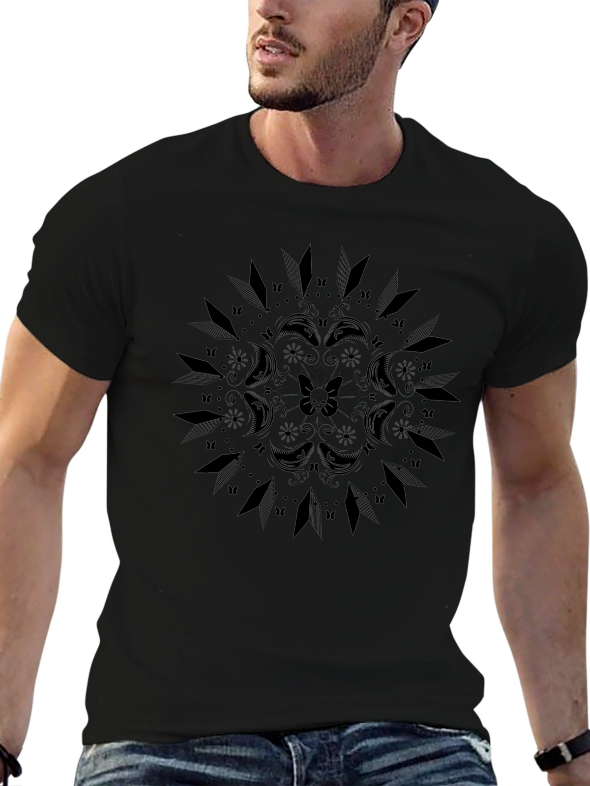 Gothic Mandala T-Shirt - Unisex Black Tee
