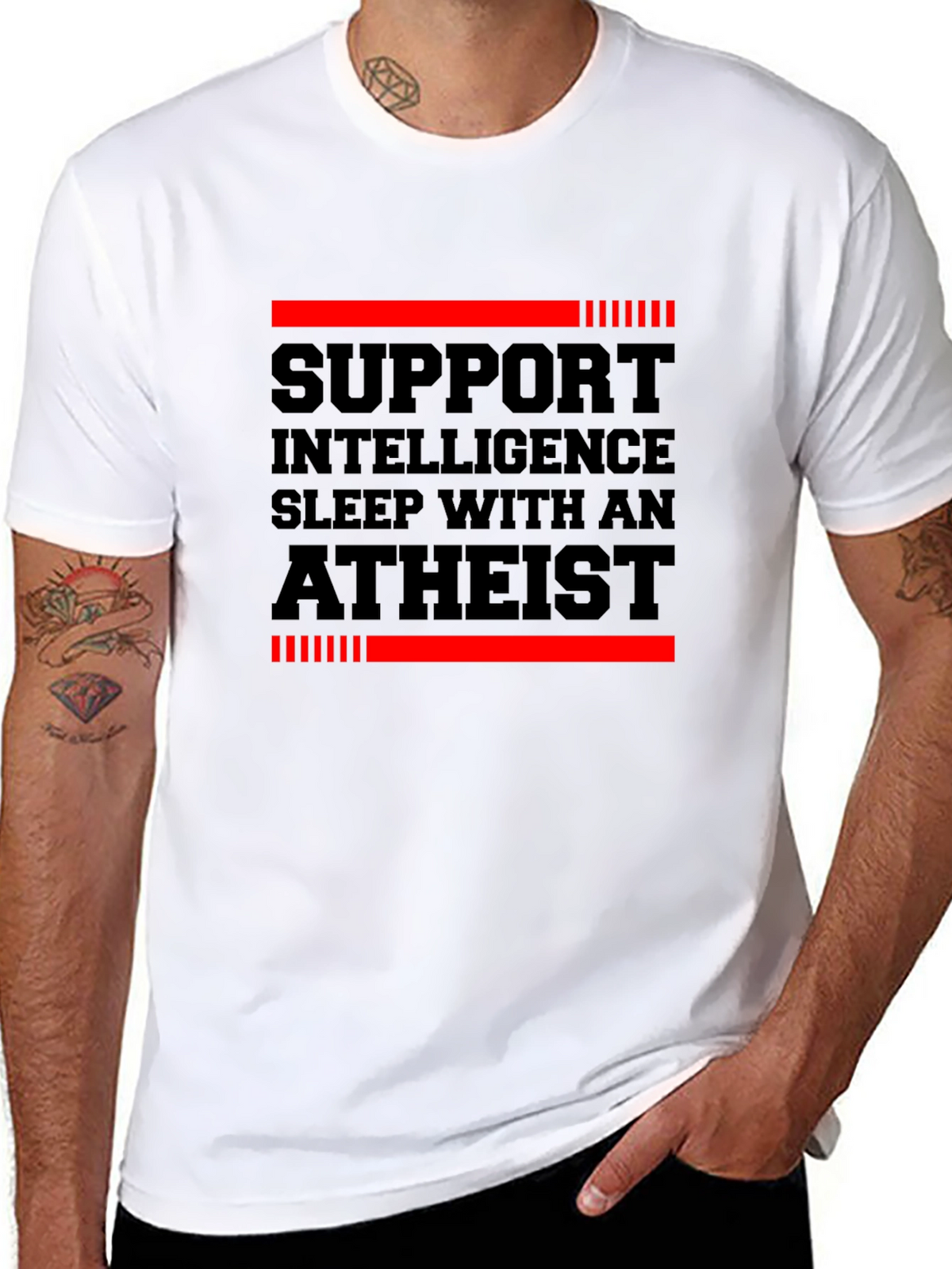 Support Intelligence Atheist Graphic Tee