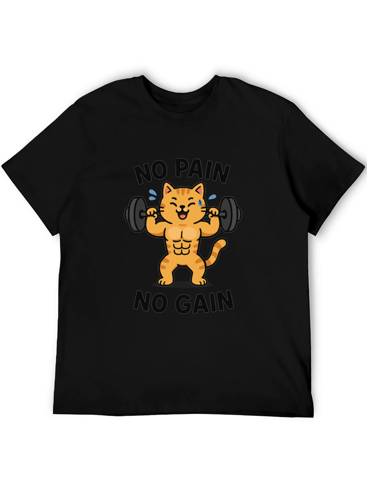No Pain No Gain Cat Graphic T-Shirt