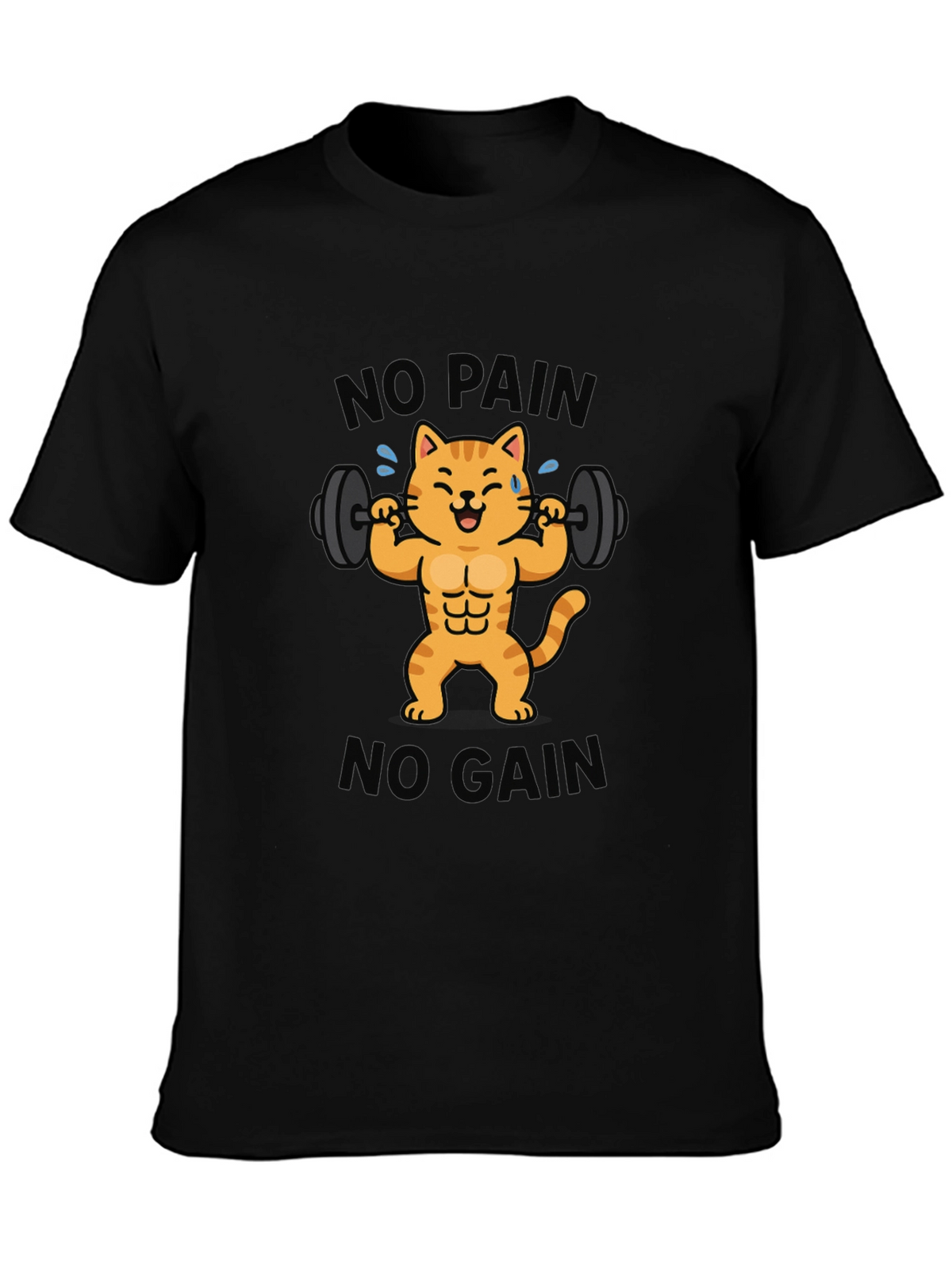 No Pain No Gain Cat Graphic T-Shirt
