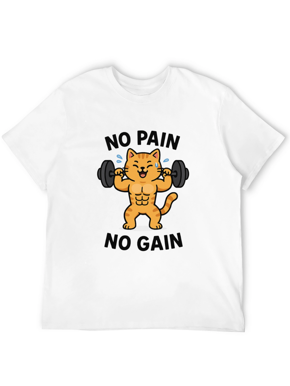 No Pain No Gain Cat Graphic T-Shirt