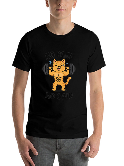 No Pain No Gain Cat Graphic T-Shirt