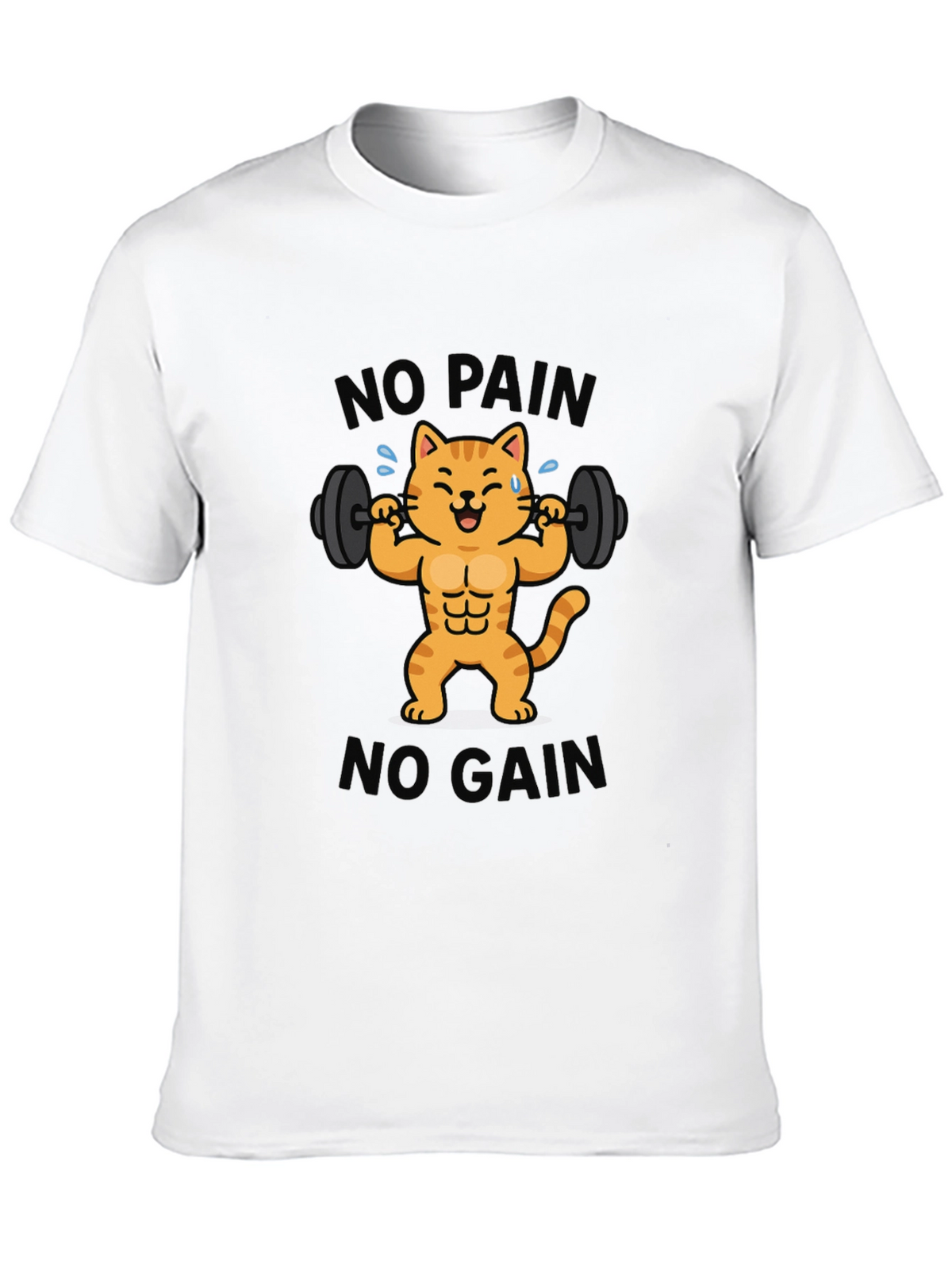 No Pain No Gain Cat Graphic T-Shirt