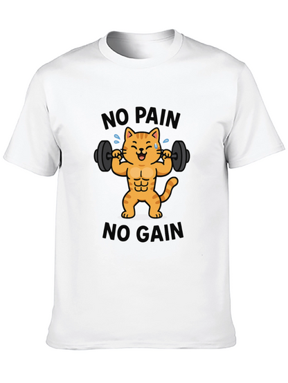 No Pain No Gain Cat Graphic T-Shirt
