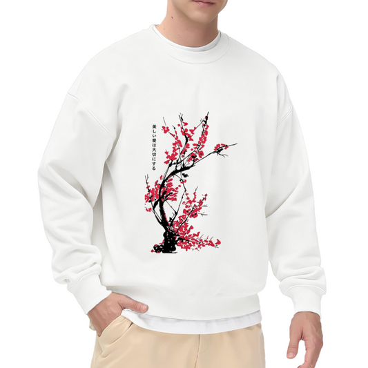 Japanese Red Plum Blossom Ink Wash Art Sweatshirt