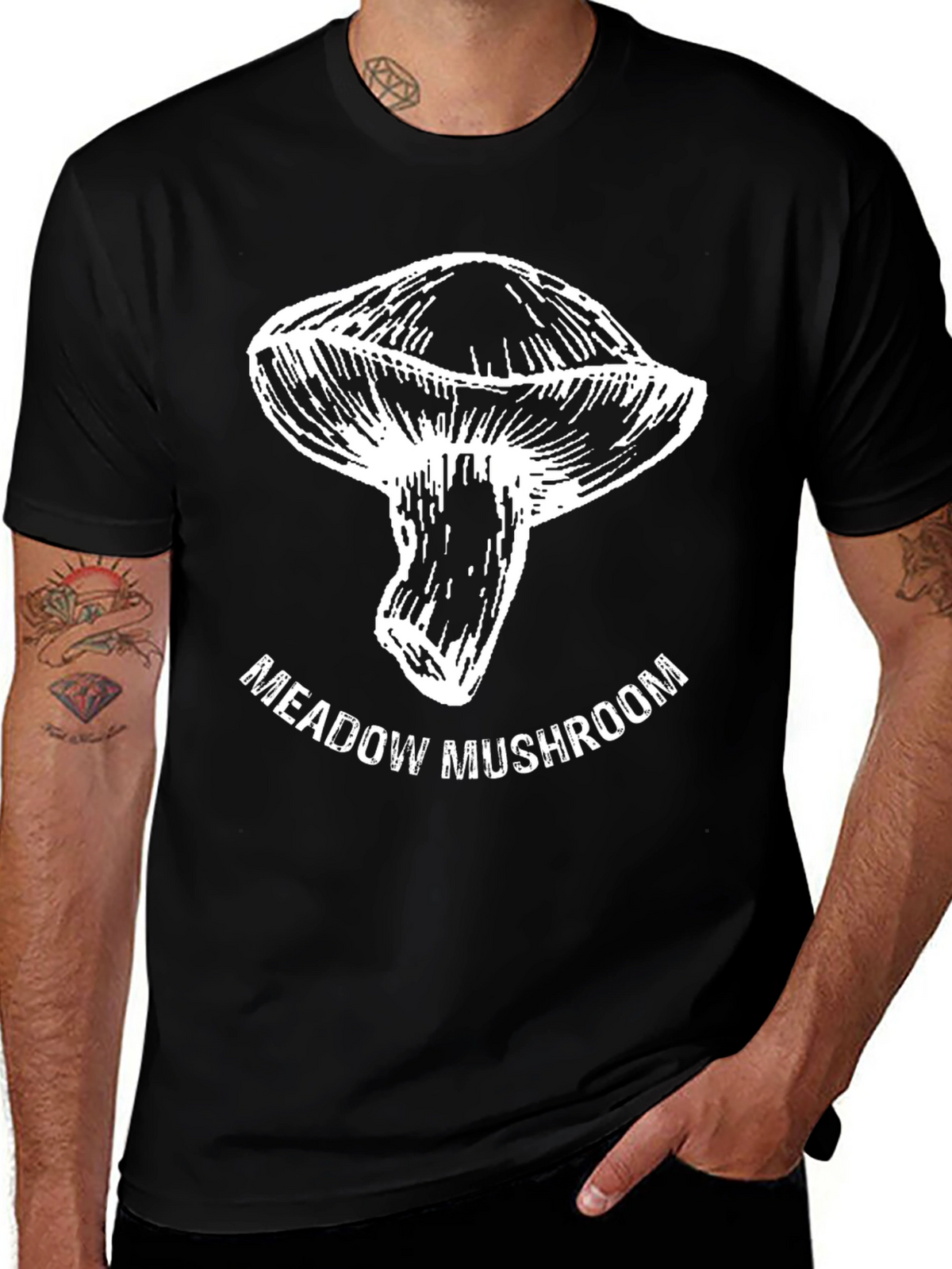 Meadow Mushroom Graphic Tee - Unisex Black T-Shirt