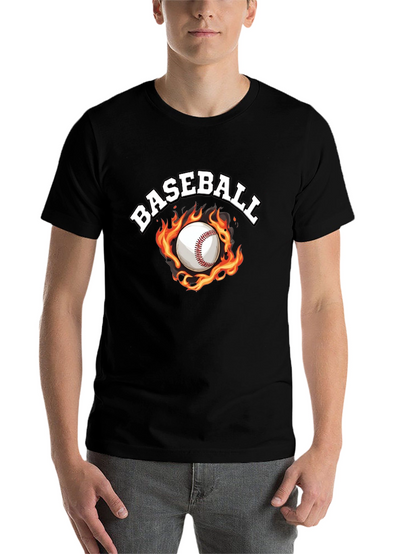 Baseball Flame Graphic Black T-Shirt