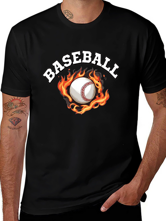 Baseball Flame Graphic Black T-Shirt