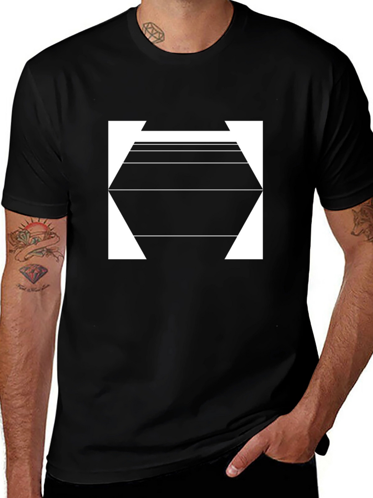Geometric Hexagon Graphic Tee - Modern Style
