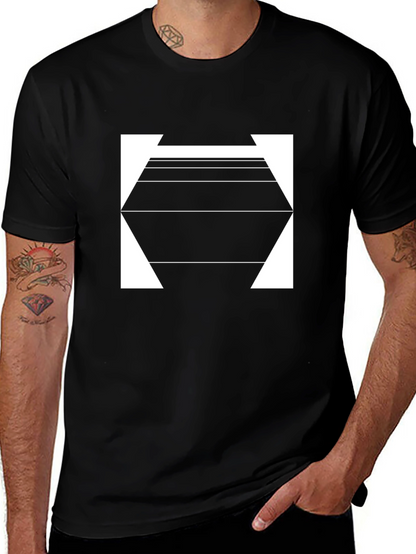 Geometric Hexagon Graphic Tee - Modern Style