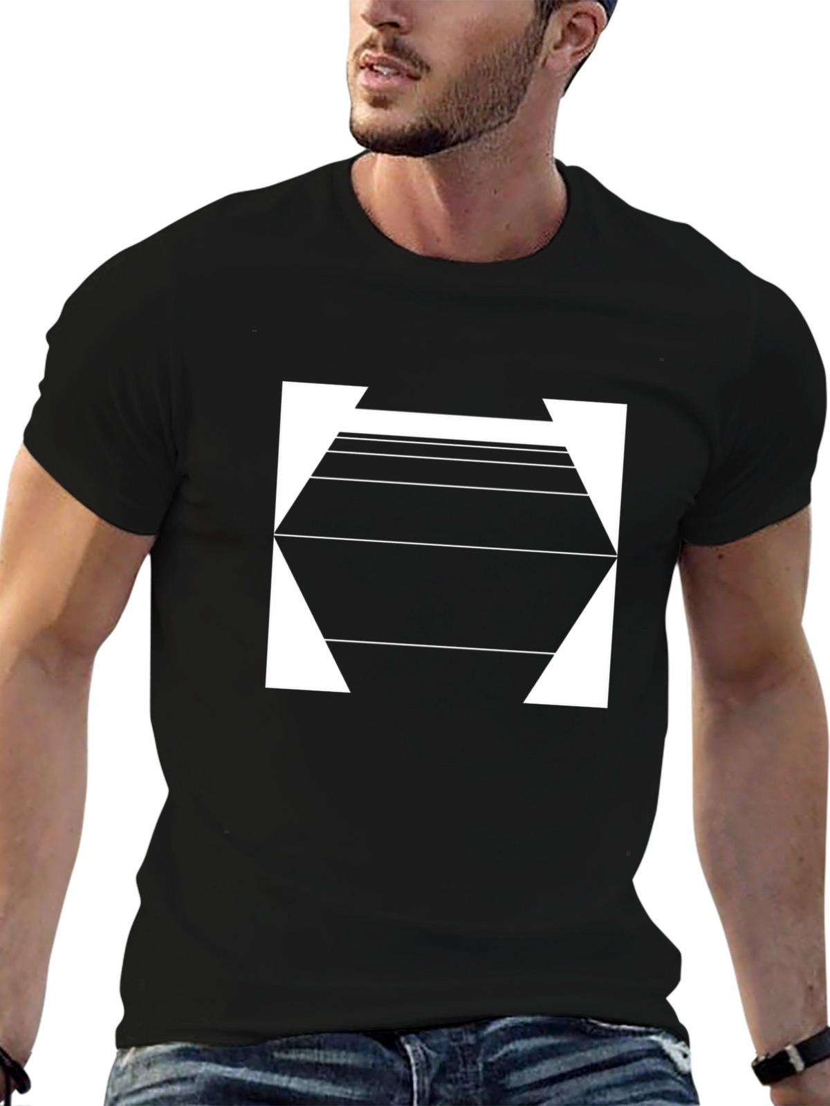 Geometric Hexagon Graphic Tee - Modern Style