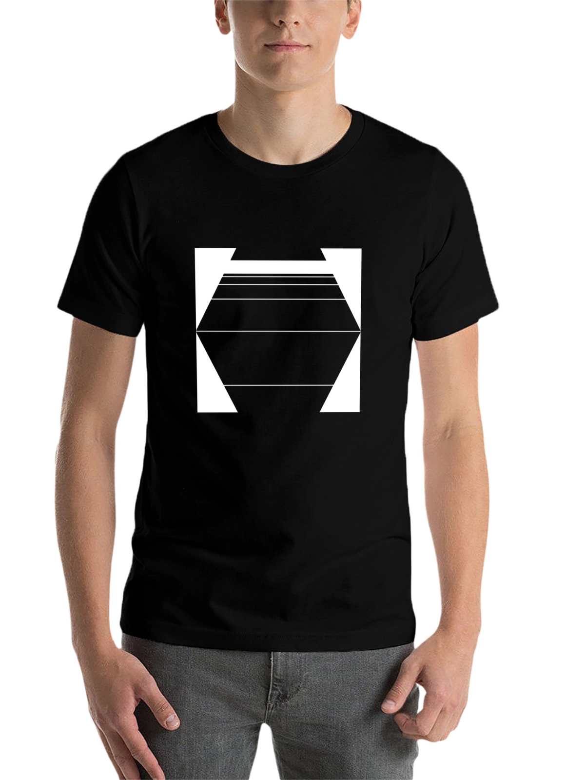 Geometric Hexagon Graphic Tee - Modern Style