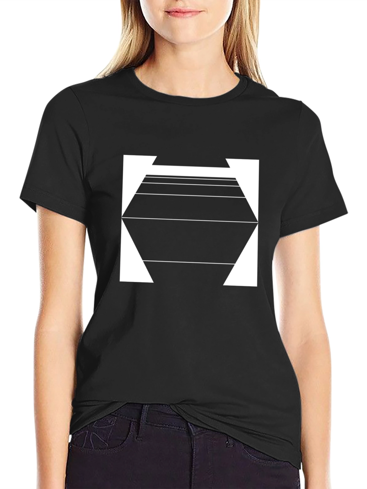 Geometric Hexagon Graphic Tee - Modern Style
