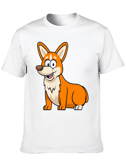 Cute Corgi Cartoon Black T-Shirt