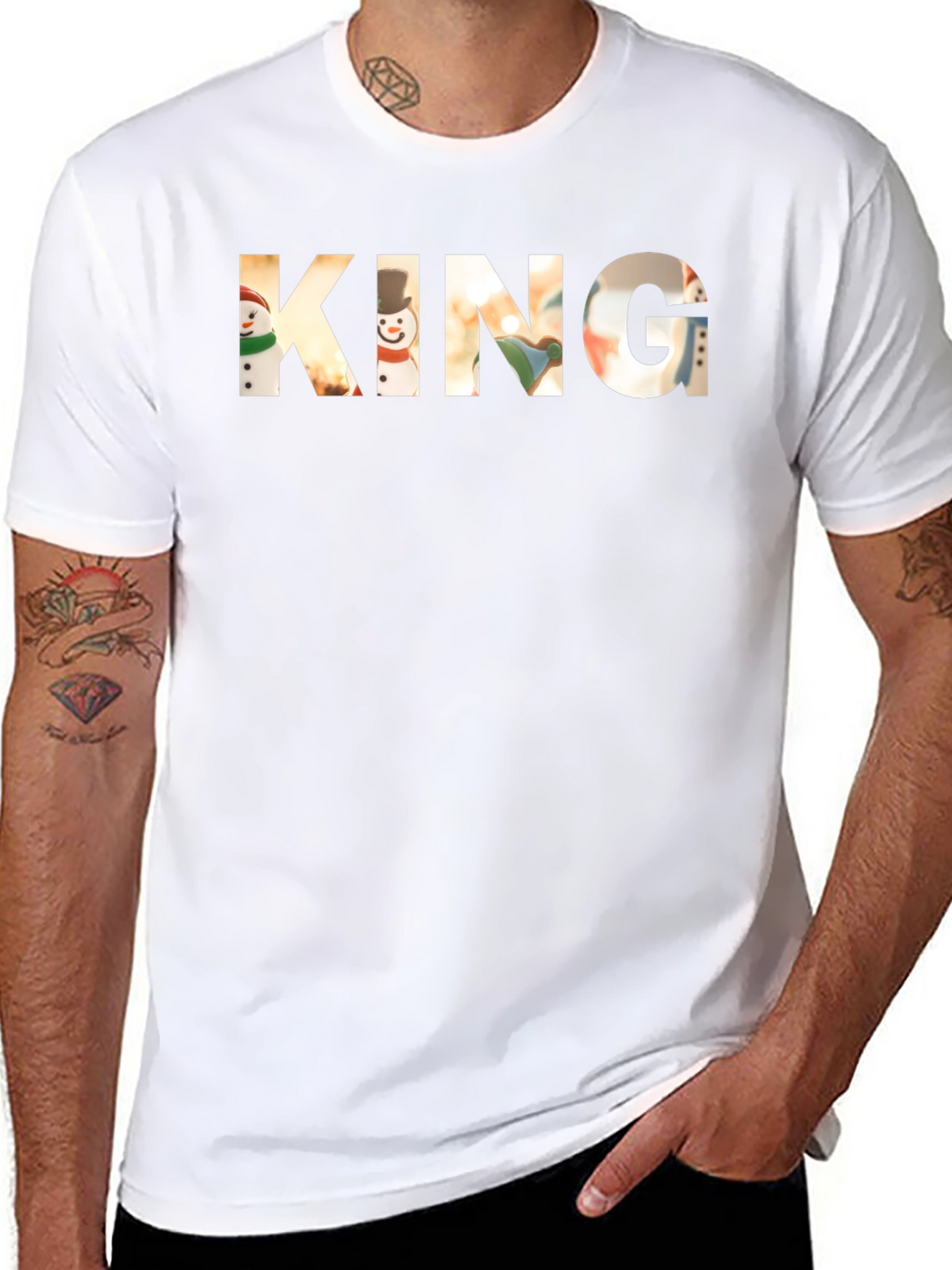King Christmas Snowman Graphic T-Shirt
