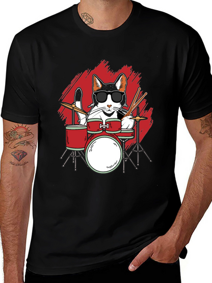 Cool Cat Drummer Graphic Tee