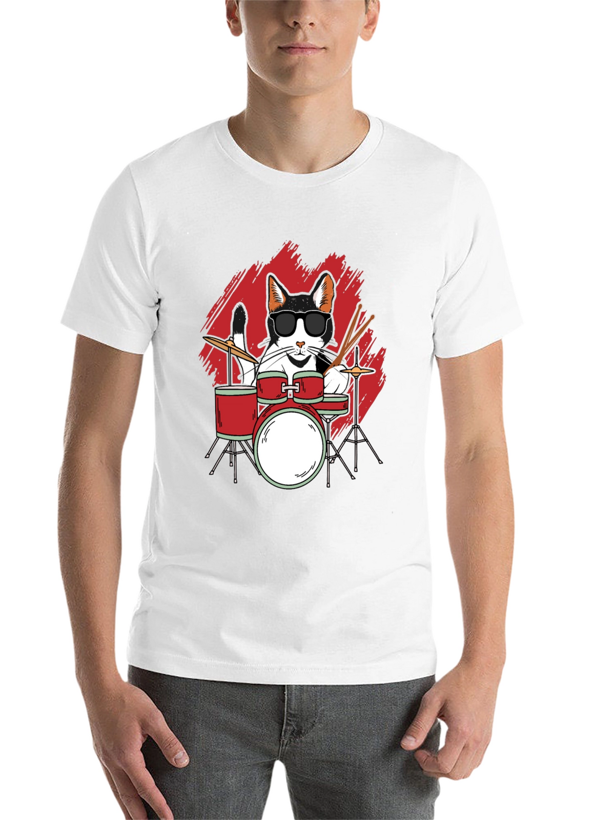 Cool Cat Drummer Graphic Tee