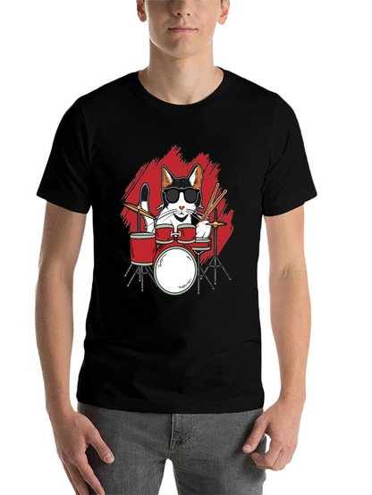 Cool Cat Drummer Graphic Tee