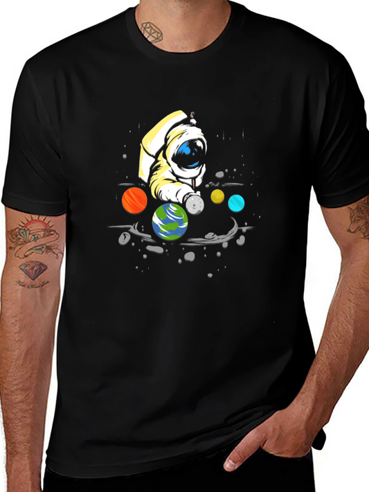 Astronaut Planets Graphic T-Shirt - Cosmic Style