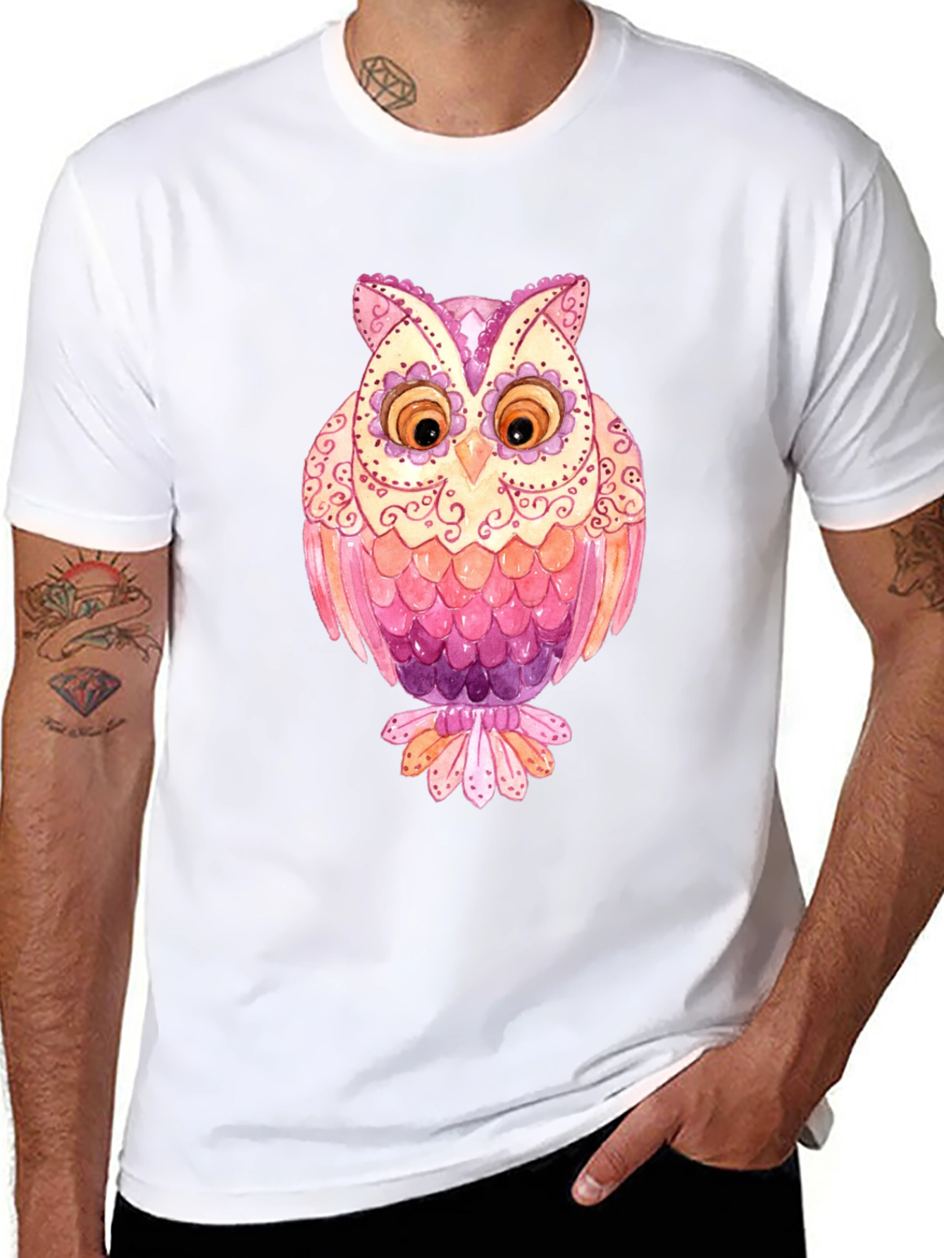 Owl Graphic T-Shirt - Mens Black Tee