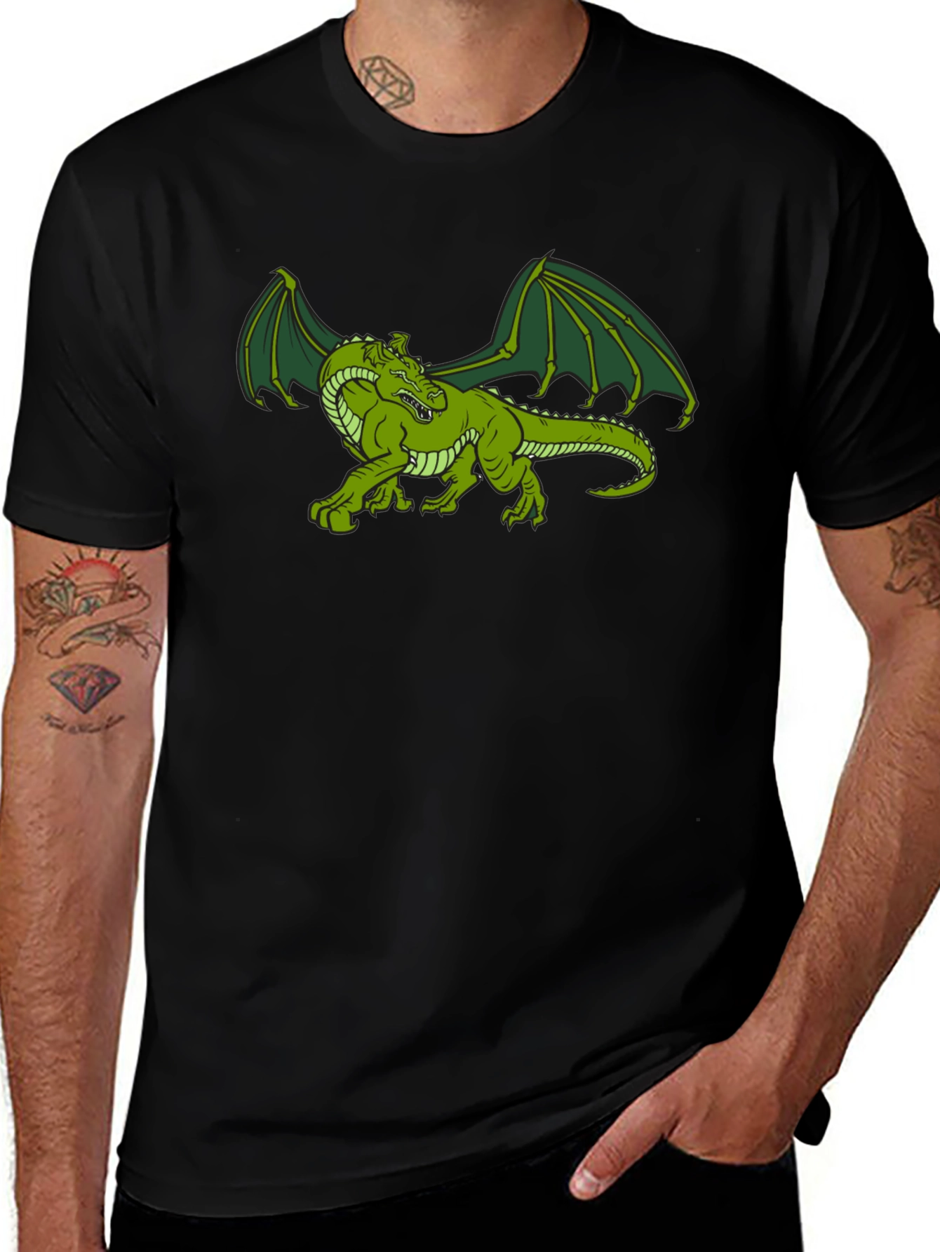 Green Dragon Graphic Tee - Fantasy T-Shirt