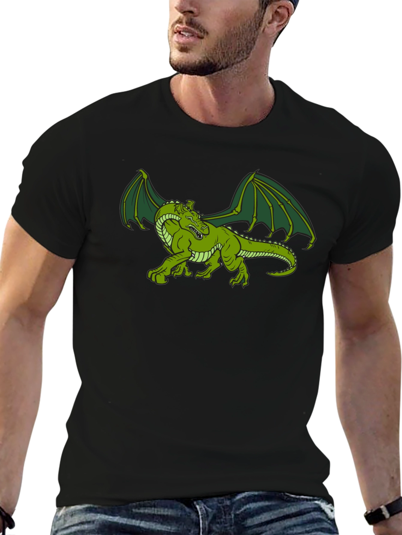 Green Dragon Graphic Tee - Fantasy T-Shirt