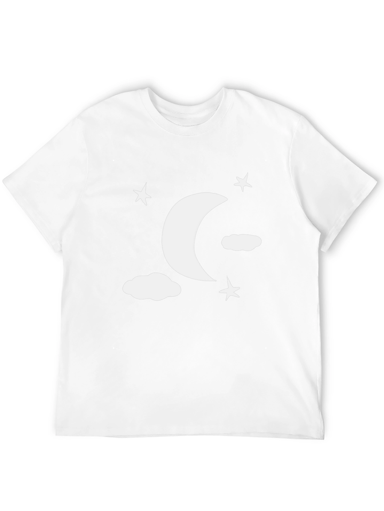 Moon Stars Clouds Graphic Tee - Black Casual Shirt