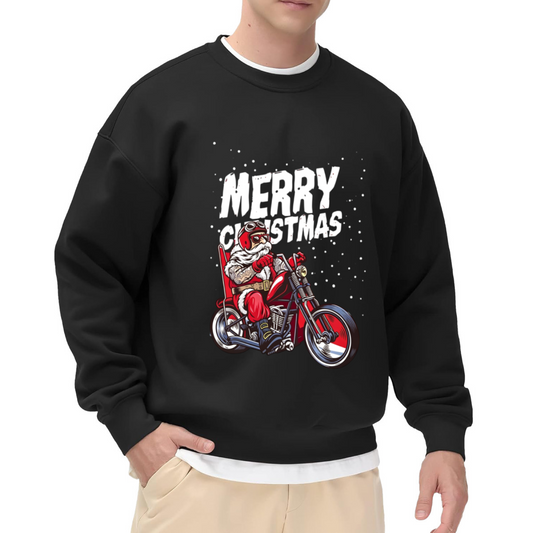 Biker Santa Cool Christmas Vintage Crewneck Sweatshirt