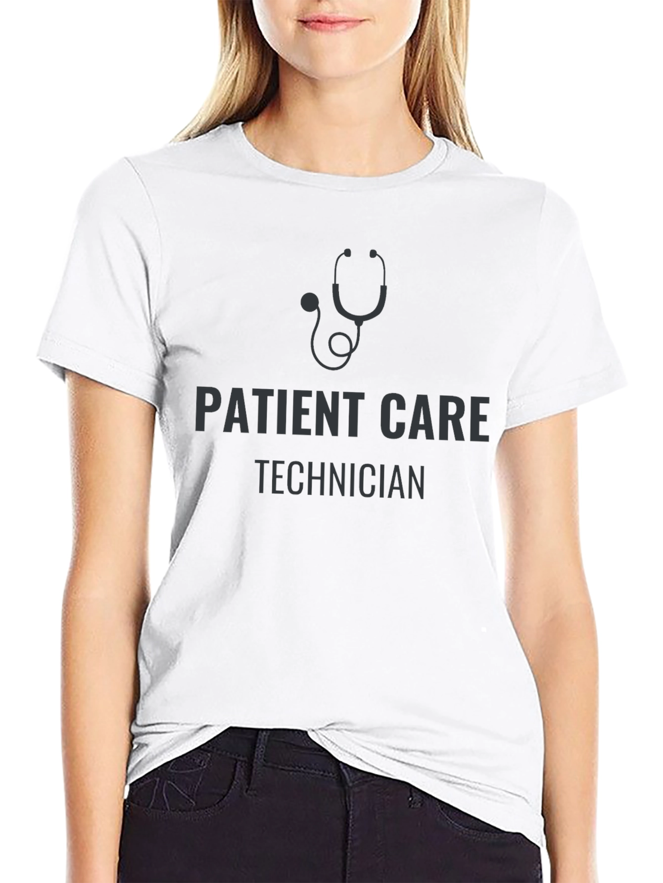 Patient Care Technician Stethoscope Black T-Shirt