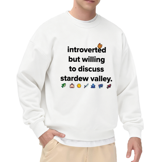 Introverted But Willing To Discuss Stardew Valley Pixel Game Crewneck Sweatshirt
