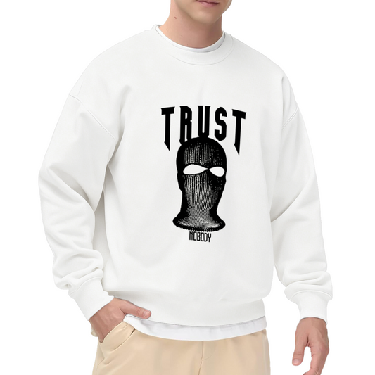 Gothic TRUST NO ONE Balaclava Street Crewneck Sweatshirt