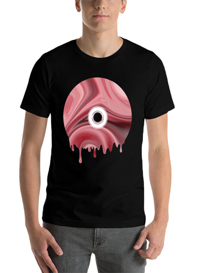 Abstract Melting Disc Graphic Tee - Black
