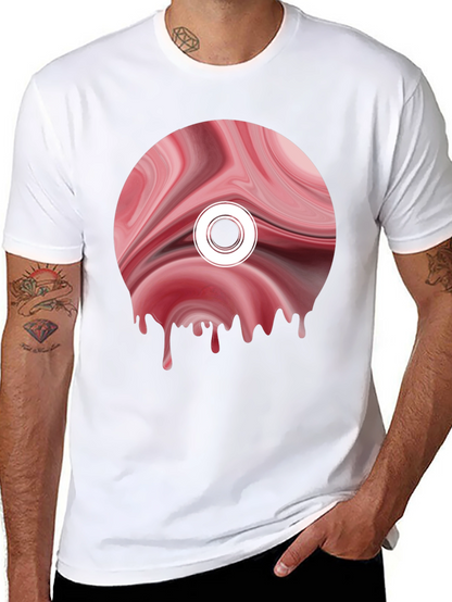 Abstract Melting Disc Graphic Tee - Black