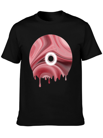 Abstract Melting Disc Graphic Tee - Black