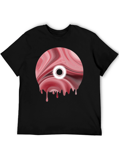 Abstract Melting Disc Graphic Tee - Black