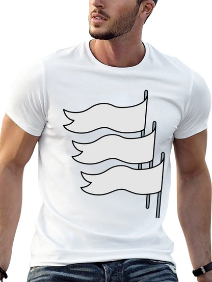 Black T-Shirt with White Flag Graphic Design