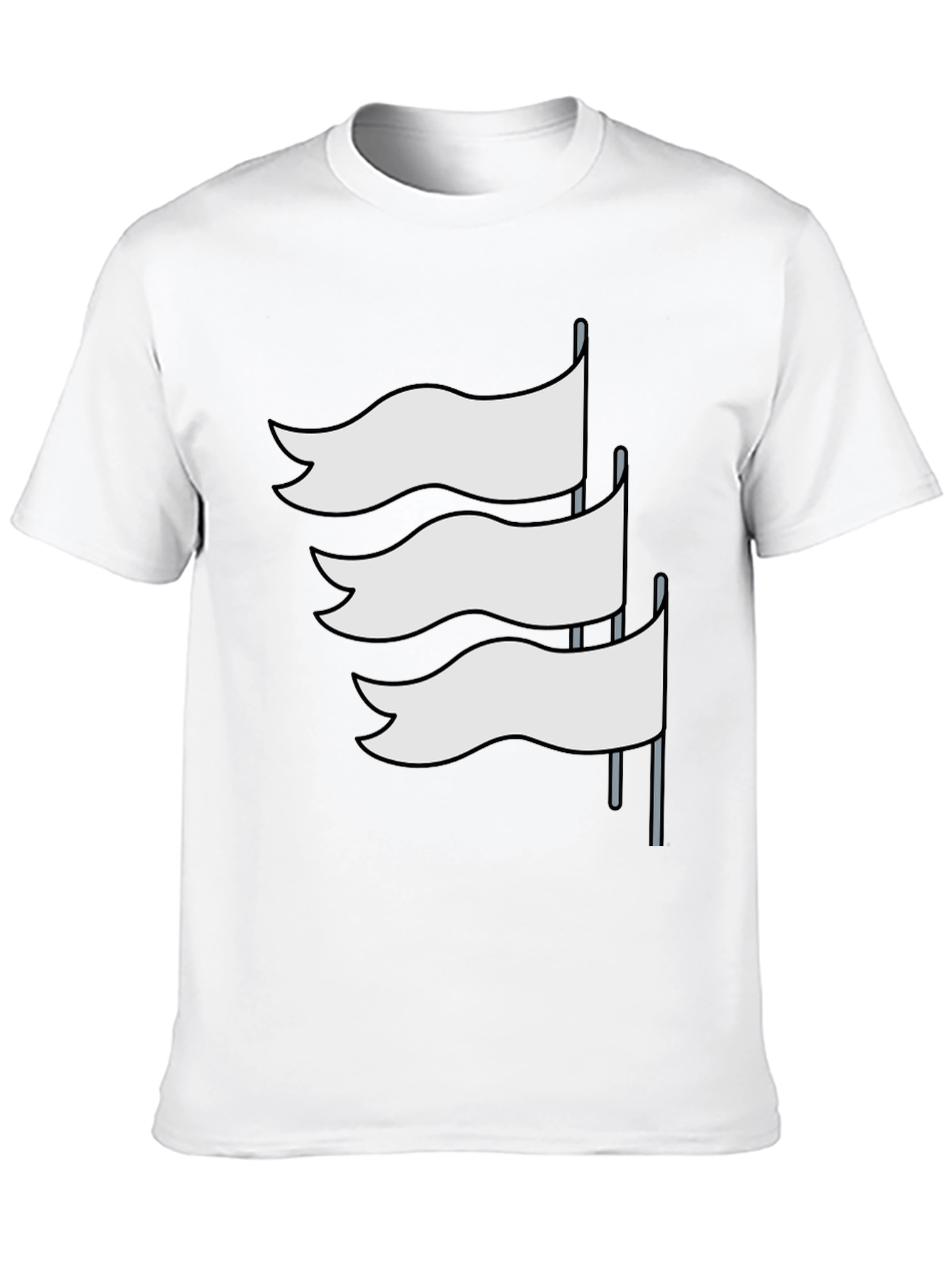 Black T-Shirt with White Flag Graphic Design