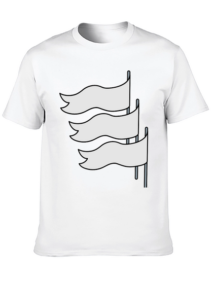 Black T-Shirt with White Flag Graphic Design