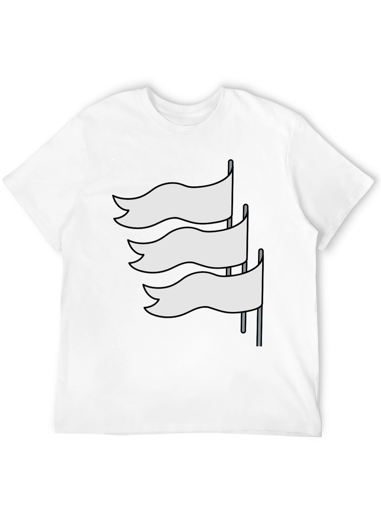 Black T-Shirt with White Flag Graphic Design