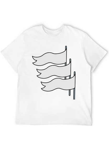 Black T-Shirt with White Flag Graphic Design