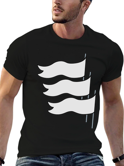 Black T-Shirt with White Flag Graphic Design