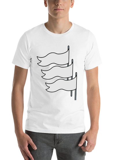 Black T-Shirt with White Flag Graphic Design