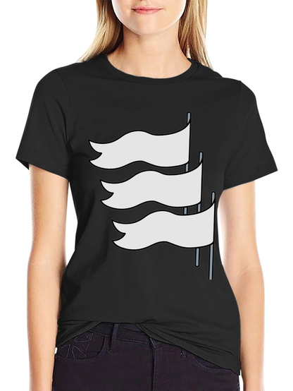 Black T-Shirt with White Flag Graphic Design