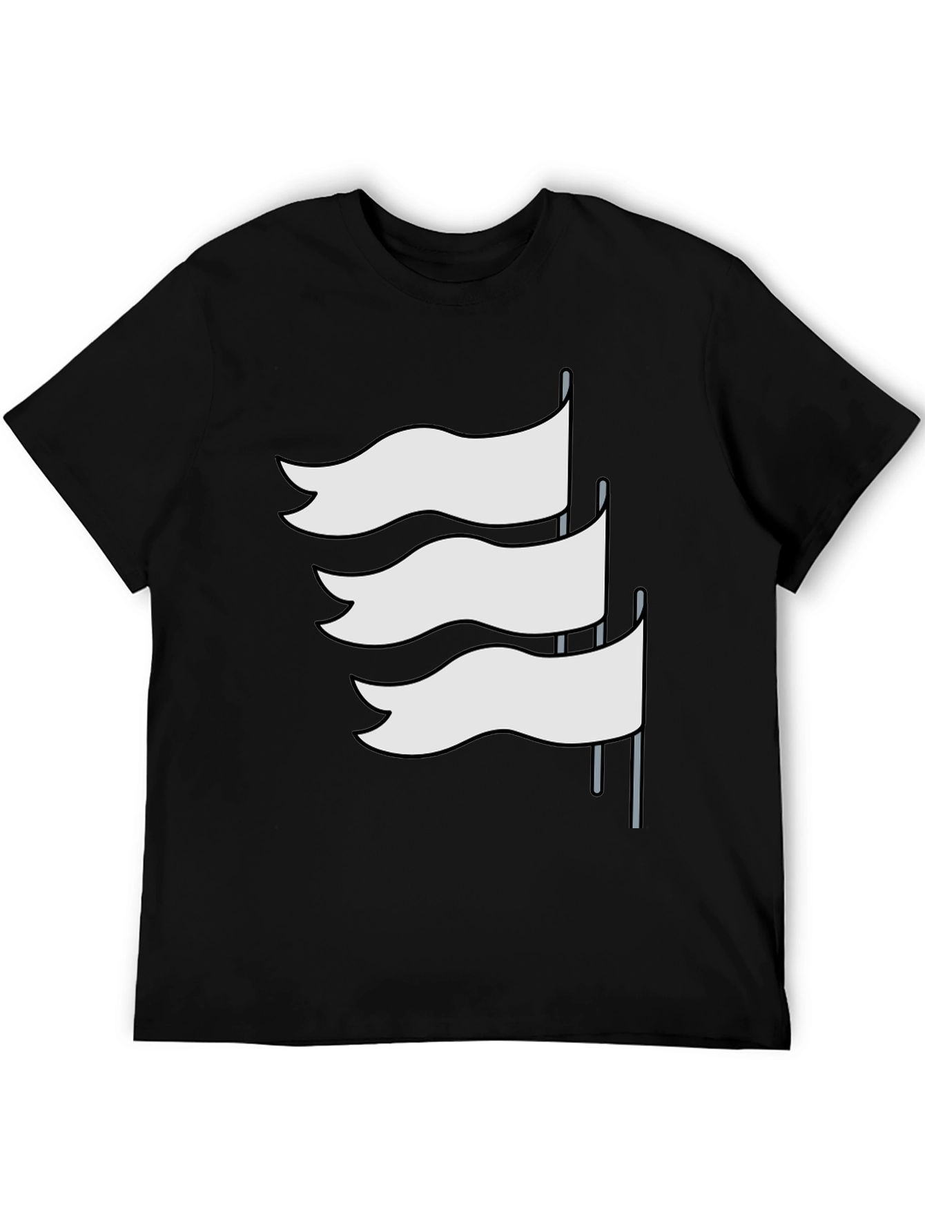 Black T-Shirt with White Flag Graphic Design