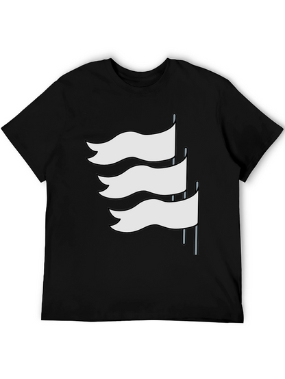 Black T-Shirt with White Flag Graphic Design