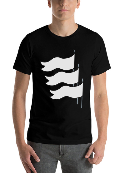 Black T-Shirt with White Flag Graphic Design