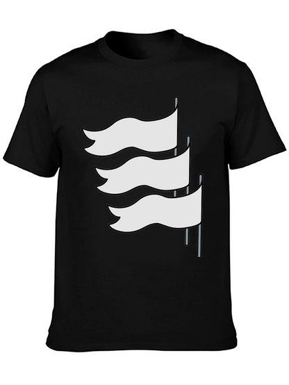 Black T-Shirt with White Flag Graphic Design